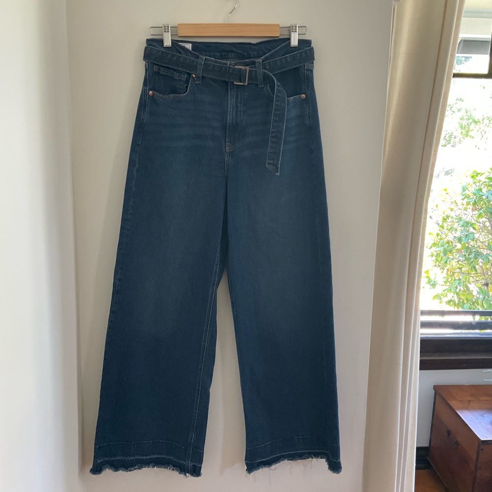 GAP High Rise Stride Belted Wide-Leg Jeans